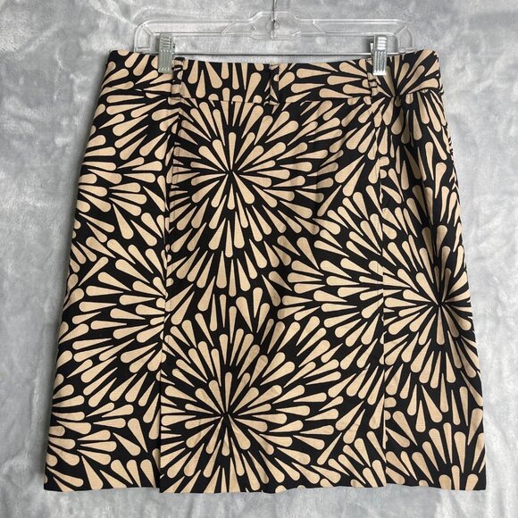 Talbots Skirt Womens 12 Black Tan Floral Straight Pencil Mini Career Pockets - Picture 4 of 10